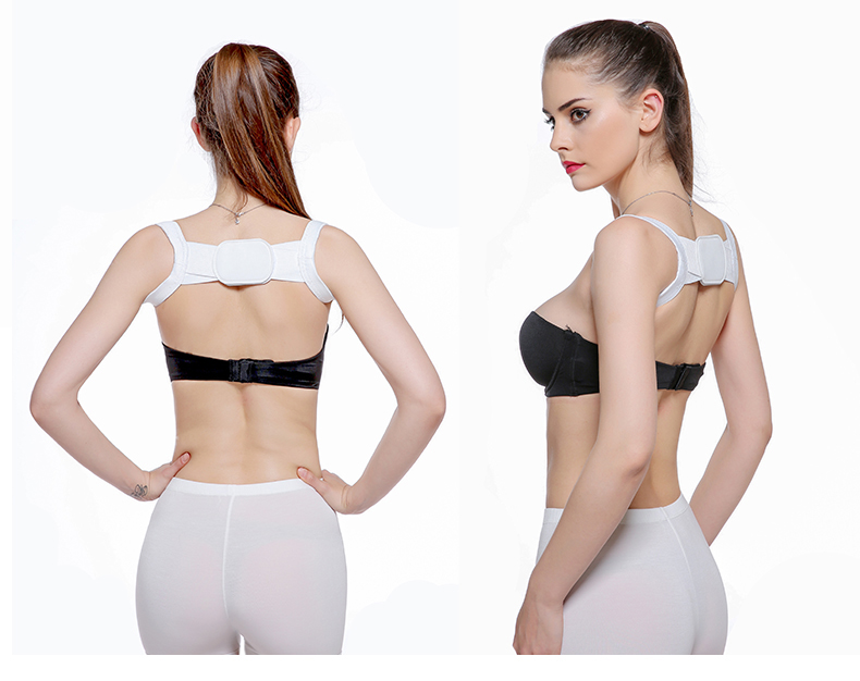 Black and White Unisex Back Posture Corrector Strap